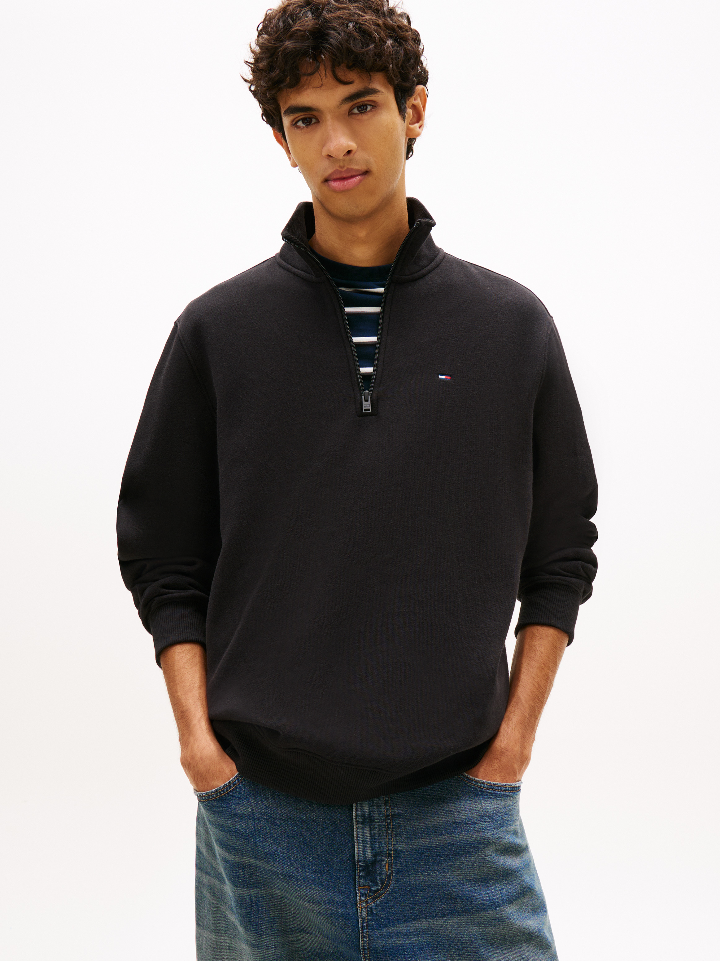 Linear Pop Fleece Mock Neck | Sweatshirts & Hoodies | Tommy Jeans