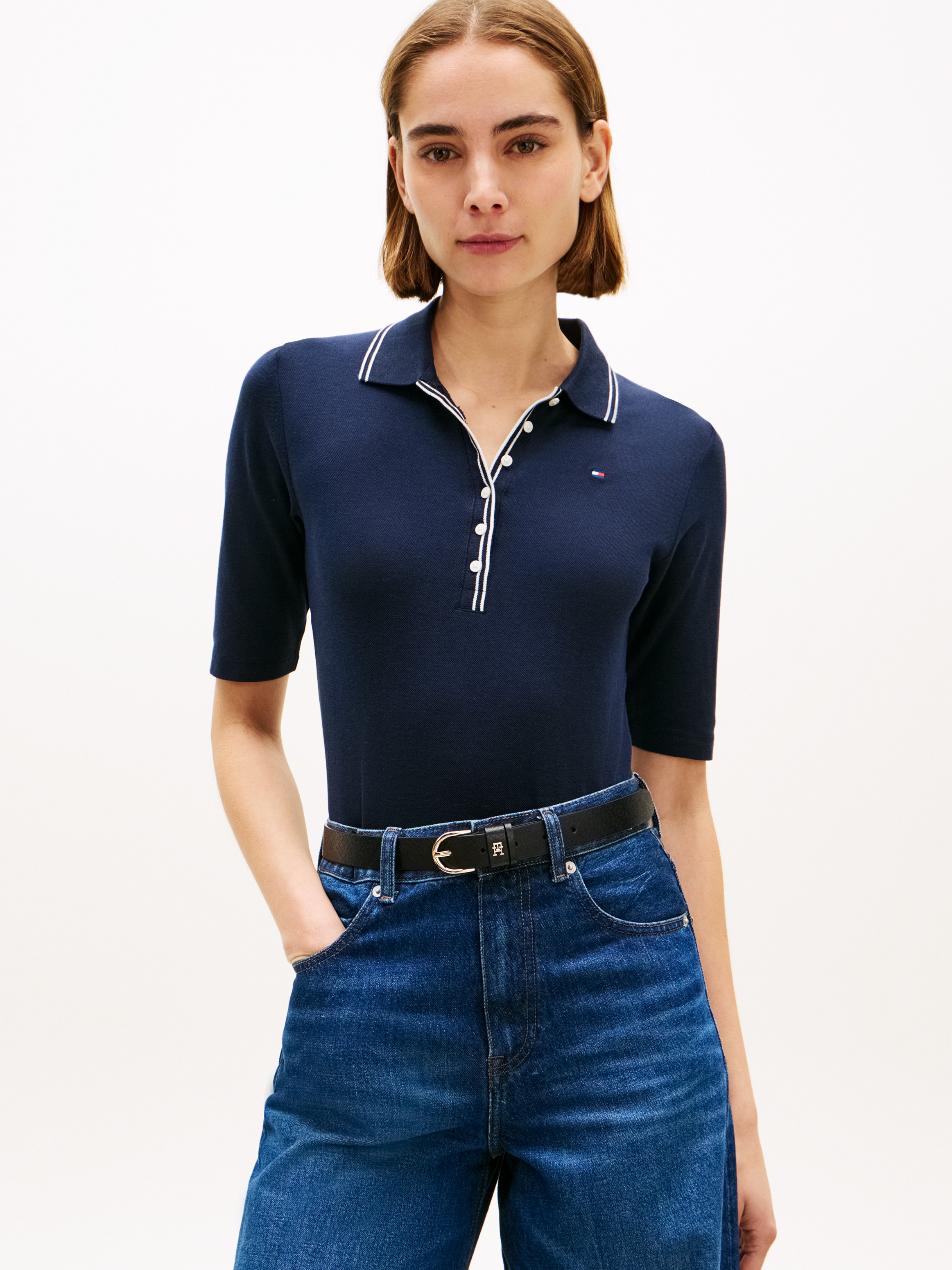 Regular Fit Pique Zip Polo Shirt | Polo Shirts | Tommy Hilfiger